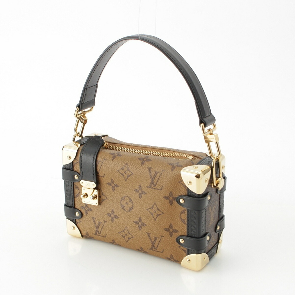 Louis Vuitton Handbag Reverse Shoulder Brown Monogram Trunk Black Side